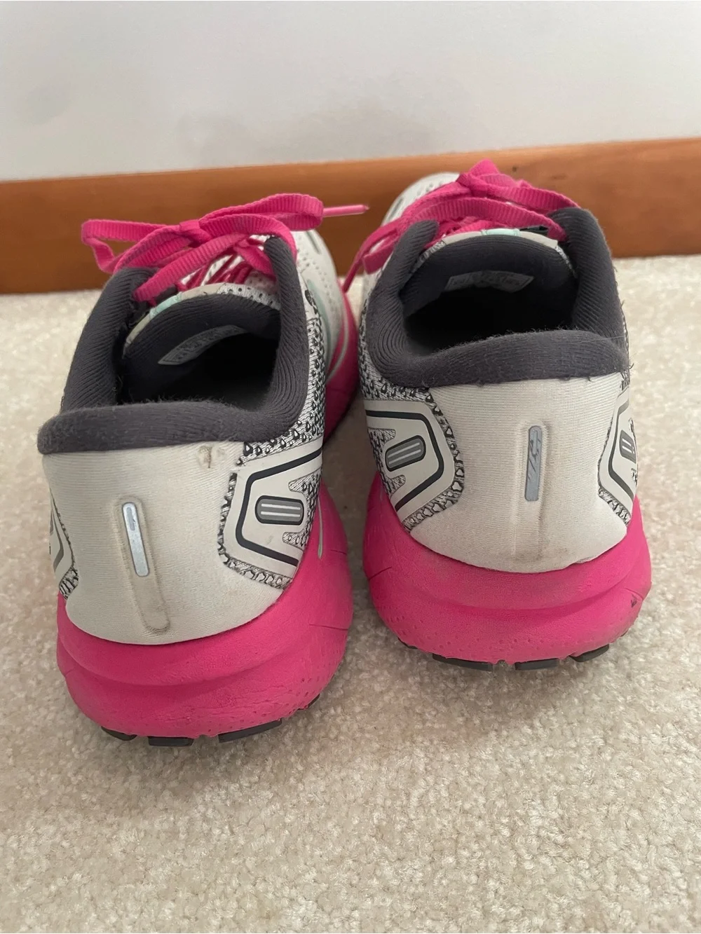 Brooks Ghost Women's Running Shoes - Gray with Pink and Mint Accents